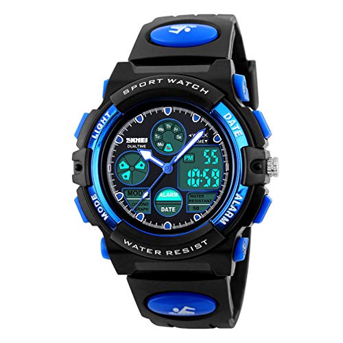 Product Cover eYotto Kids Sports Watch Waterproof Boys Multi-Function Analog Digital Wristwatch LED Alarm Stopwatch Blue