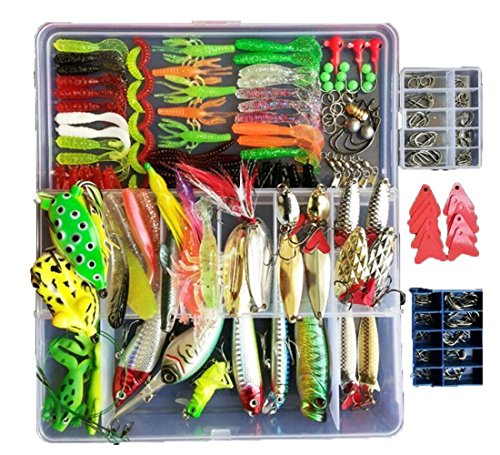 Product Cover Topconcpt 275pcs Freshwater Fishing Lures Kit Fishing Tackle Box with Tackle included Frog Lures Fishing Spoons Saltwater Pencil Bait Grasshopper Lures for Bass Trout Bass Salmon