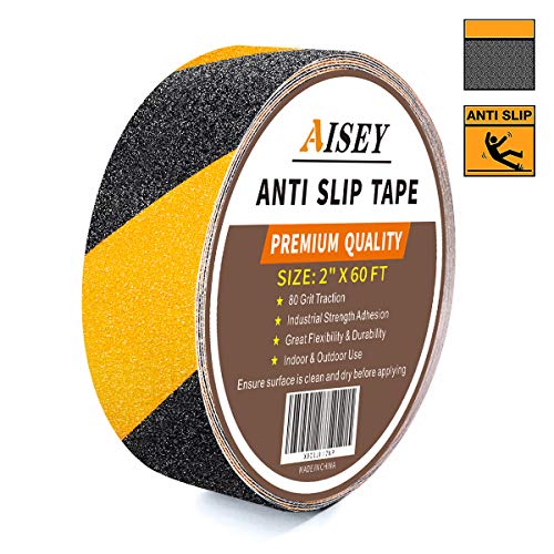 Product Cover Anti Slip Safety Grip Tape for Stairs 2 Inch X 60 Foot - Non Slip Tape Outdoor Waterproof High Traction Antislip Tape for Steps Yellow/Black