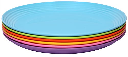 Product Cover Melange 6-Piece  Melamine Salad Plate Set (Solids Collection ) | Shatter-Proof and Chip-Resistant Melamine Salad Plates | Color: Multicolor