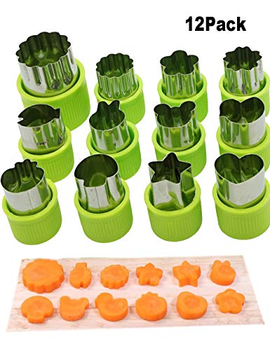 Product Cover Cofe-BY Veggies Cutter Shapes Set 12Pcs, Flower Star Cartoon Animals Shapes Fruit Cutters Decorating Tools for Cookies Decoration Kids Food Bento Box Baking Craft Supplies