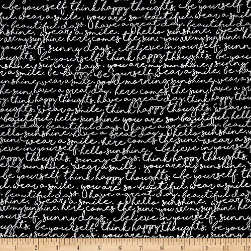 Product Cover Timeless Treasures 0538304 You are My Sunshine Script Fabric by The Yard, Black