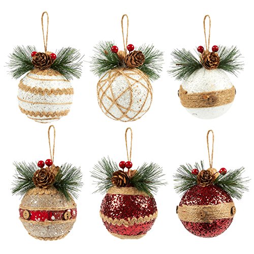 Product Cover Juvale 6-Pack of Christmas Tree Decorations - Small Christmas Decoration Rustic Ornaments, Festive Embellishments - 2.9 x 5.4 x 2.9 Inches