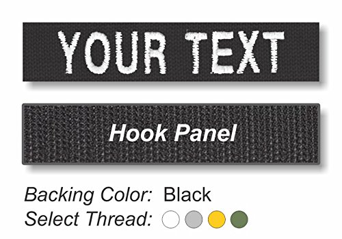 Product Cover TACTICAL IDENTIFICATION PATCHES Custom Embroidered Uniform Name Tapes on Twill Fabric - Hook Backing - Black Twill Fabric