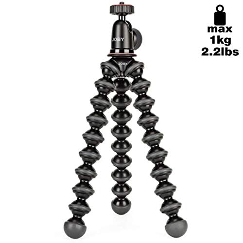 Product Cover JOBY Gorillapod 1K Kit. Compact Tripod 1K Stand and Ballhead 1K for Compact Mirrorless Cameras or Devices Up to 1K (2.2Lbs). Black/Charcoal