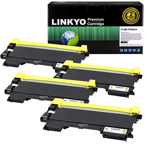 Product Cover LINKYO Compatible Toner Cartridge Replacement for Brother TN450 TN-450 TN420 (Black, High Yield, 4-Pack)