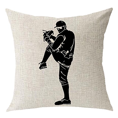 Product Cover Outdoor Sports Baseball Cotton Linen Square Throw Waist Pillow Case Decorative Cushion Cover Pillowcase Sofa 18x18 inches