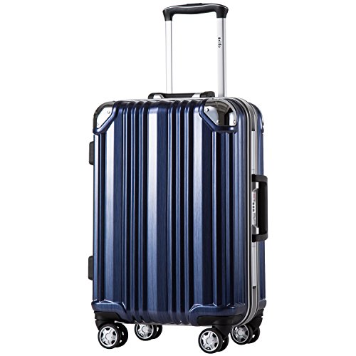 Product Cover Coolife Luggage Aluminium Frame Suitcase with TSA Lock 100% PC (M(24in), Blue)
