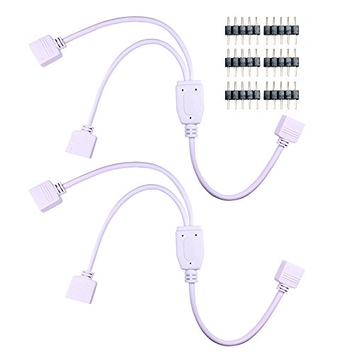 Product Cover RGBZONE 2 Pack 5 Pin 1 to 2 Female LED RGBW/RGBWW Splitter Connector Cable with 6 Free Male 5 Pin Plugs