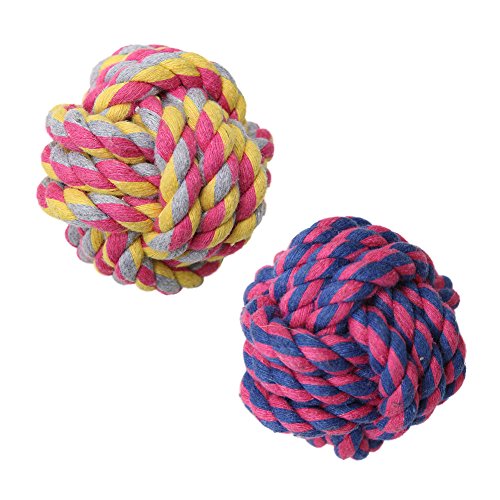 Product Cover Vivifying Dog Rope Toy Ball, Pack of 2 Braided Cotton Chew Knot Ball for Dog Teeth Cleaning