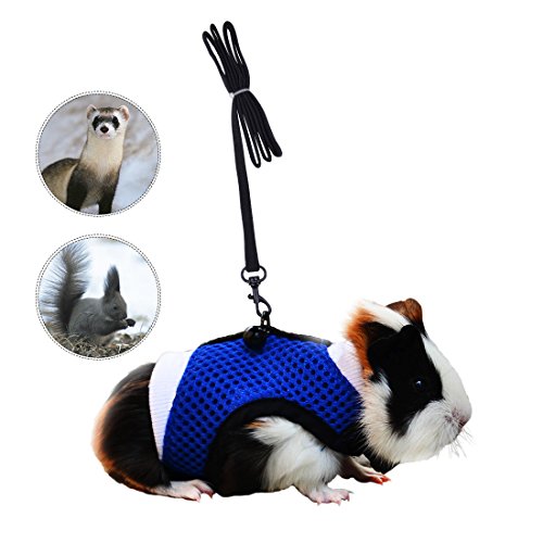 Product Cover PERSUPER Soft Mesh Small Pet Harness with Safe Bell, No Pull Comfort Padded Vest Durable Nylon Guinea Pig Harness and Leash Set Adjustable All Season for Rats, Iguana, Hamster, Bearded Dragon