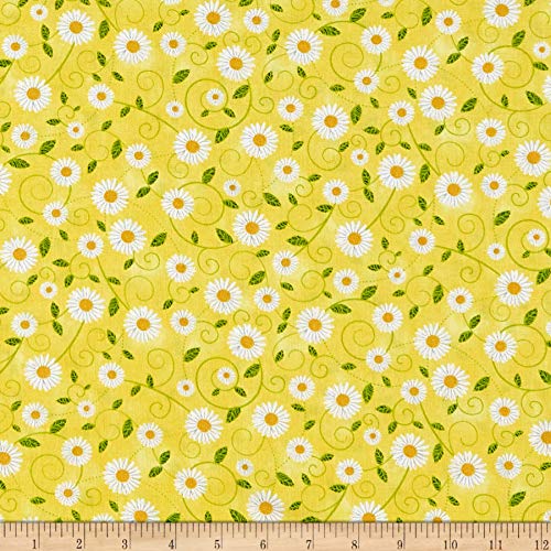Product Cover Timeless Treasures You are My Sunshine Daisy Vines Yellow Fabric by The Yard