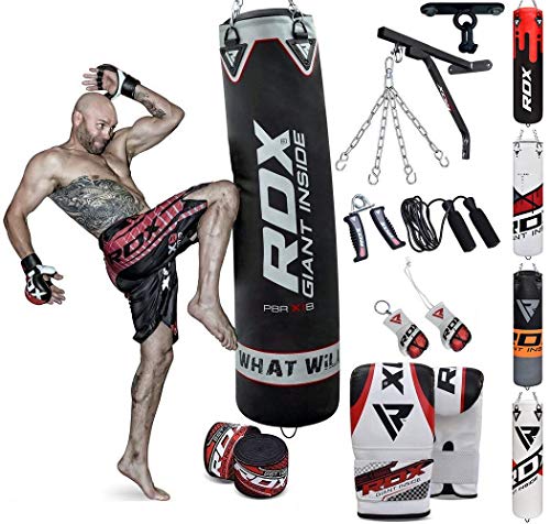 Product Cover RDX Punch Bag for Boxing Training | Filled Heavy Bag Set with Punching Gloves, Chain, Wall Bracket | Great for Grappling, MMA, Kickboxing, Muay Thai, Karate, BJJ & Taekwondo | 14 pcs Comes in 4FT/5FT