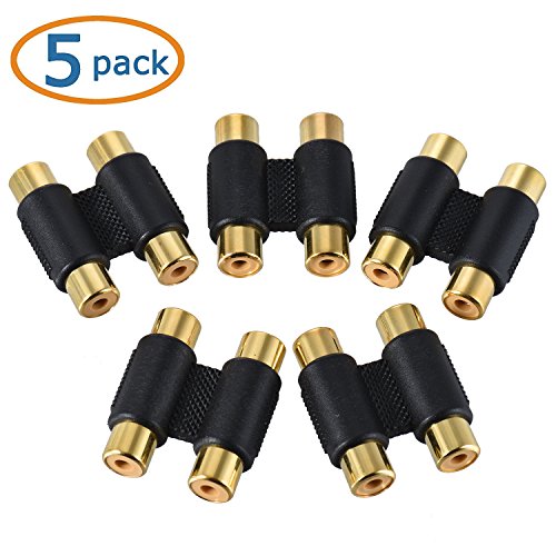 Product Cover Warmstor RCA Coupler, 5 Pack Gold Plated Audio Video Dual Female to Female RCA Adapter Joiner