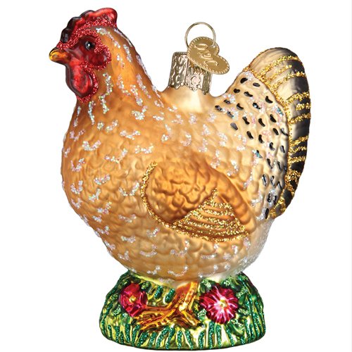 Product Cover Old World Christmas Spring Chicken Farm Animals Glass Blown Ornaments for Christmas Tree