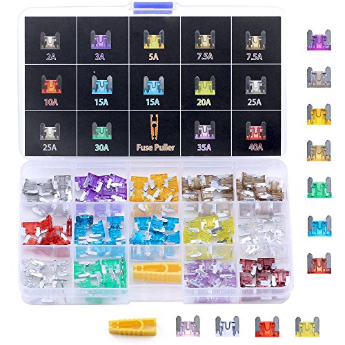 Product Cover Winlyn Low Profile Mini Blade Fuse Assortment 140pcs Assorted Auto Car Truck 2 3 5 7.5 10 15 20 25 30 35 40AMP Car Boat Truck SUV Automotive Replacement Fuses - Mini APS/ATT Blade Fuses