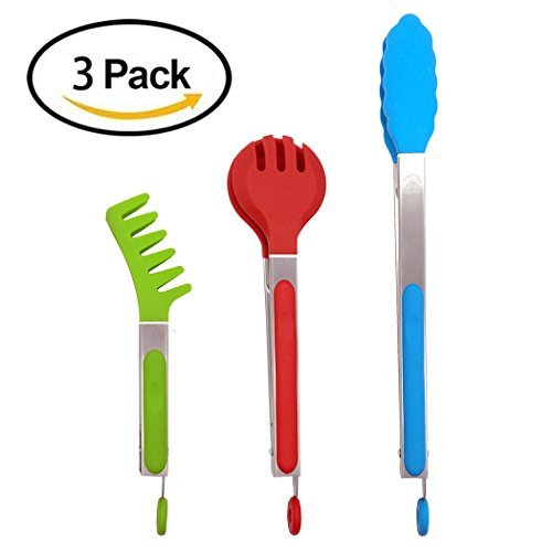 Product Cover Set of 3 Stainless Steel Food Tongs with Silicone Tips, ANIN 3 Types 8