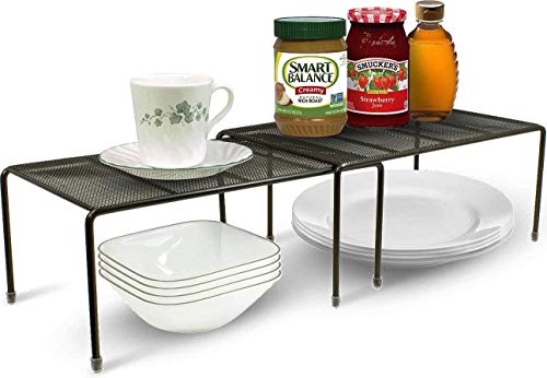 Product Cover Callas Stackable Kitchen Cabinet and Counter Shelf Organizer,Black, CA91AB