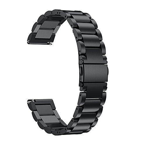 Product Cover LDFAS Compatible for Fossil Q Band, 22mm Stainless Steel Metal Strap Compatible for Fossil Q Marshal, Wander, Founder Gen 2 /Explorist Gen 3 /Q Explorist HR Gen 4, Gen 5 Carlyle, Commuter, Black