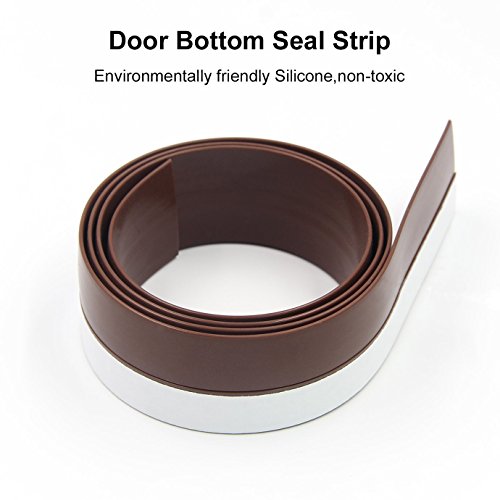 Product Cover Stick&Seal Silicone Under Door Sweep Weather Stripping Bottom Seal Strip Draft Stopper (35 mm x 1 m, Brown)