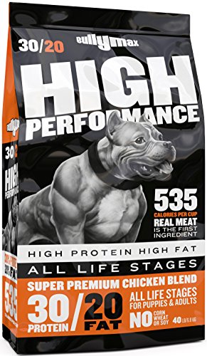 Product Cover Bully Max High Performance Super Premium Dog Food (40 Pound Bag). for All Breeds and All Ages (Puppies and Adult Dogs). 535 Calories per Cup. for Muscle, Growth, and Weight.