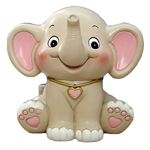 Product Cover WAIT FLY Cute Elephant Shaped White Pink Resin Piggy Bank Coin Bank Money Bank Gifts for Lovers Children Home Decoration