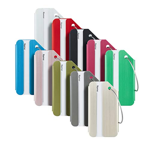 Product Cover Travelambo Luggage Tags & Bag Tags Stainless Steel Aluminum Various Colors (Mixed Colors 10 pcs Set)