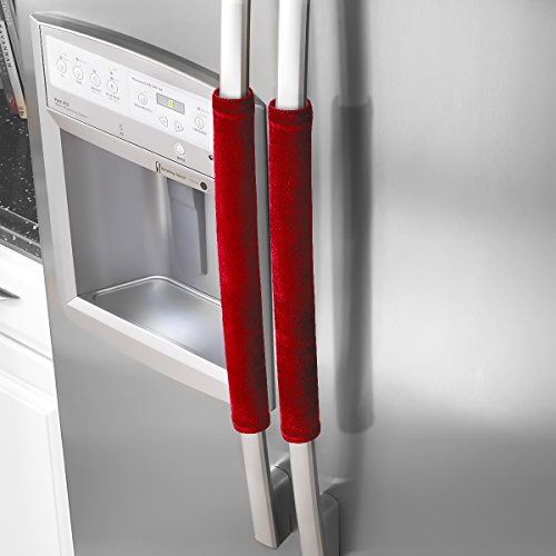 Product Cover OUGAR8 Refrigerator Door Handle Covers,Keep Your Kitchen Appliance Clean From Smudges, Fingertips, Drips, Food Stains, Perfect For Dishwashers (Red)