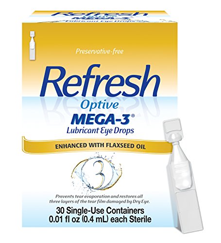 Product Cover Refresh Optive Mega-3 Lubricant Eye Drops, 30 Single-Use Containers, 0.01 Fl Oz, 30 Count