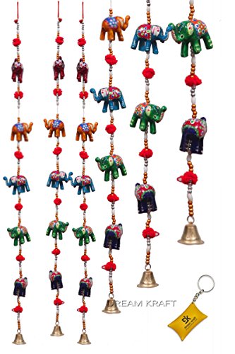 Product Cover DreamKraft Indian Decorative Elephant Door Hangings Bell Half Door Length MultiColor