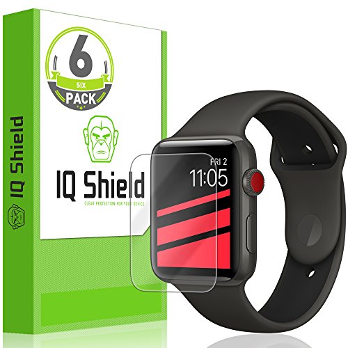 Product Cover IQ Shield Screen Protector Compatible with Apple Watch 42mm (Apple Watch Nike+, Series 3, 2, 1)(6-Pack) Anti-Bubble Clear Film