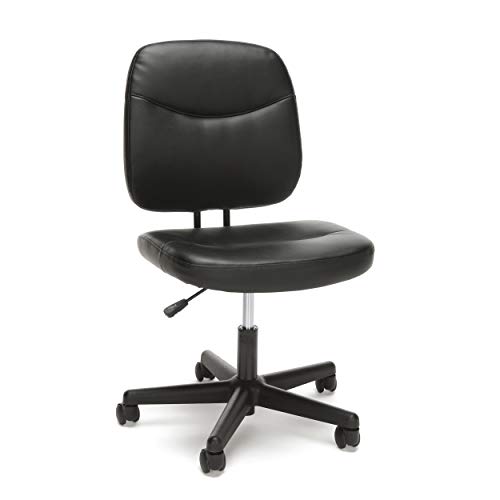 Product Cover OFM Essentials Collection Armless Leather Desk Chair, in Black (ESS-6005-BLK)