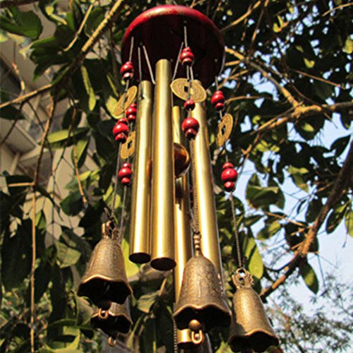 Product Cover Patgoal Chinese Traditional Amazing 4 Tubes 5 Bells Bronze Yard Garden Outdoor Living Wind Chimes