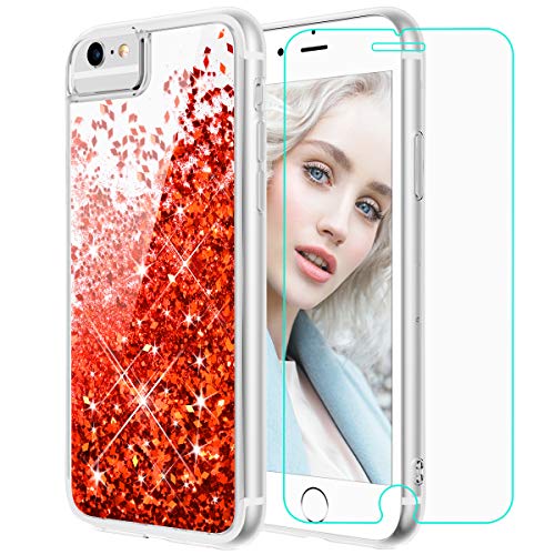 Product Cover Maxdara iPhone 6 Case, iPhone 6S Glitter Case, Shockproof Glitter Flowing Liquid Floating Luxury Bling Sparkle Quicksand Soft Case Pretty Fashion Creative Design for iPhone 6 6s 4.7 inches (Red)