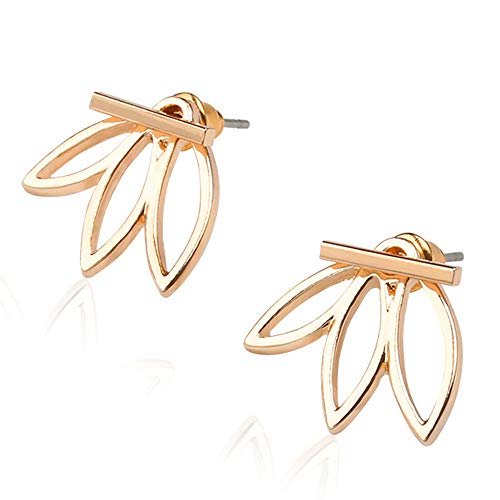 Product Cover Lotus Studs Ear Crawler Earrings Cuff Climber Ear Wrap Pin Vine Pierced Charms Geometric Clip On Jewelry Rose Gold