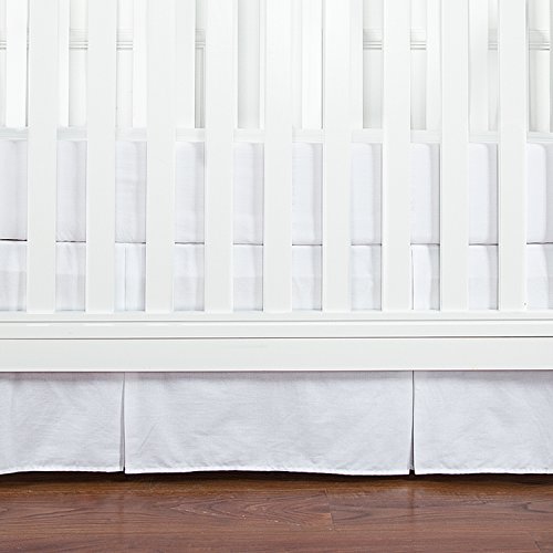 Product Cover TILLYOU Crib Bed Skirt Pleated, 100% Natural Cotton, Nursery Crib Toddler Bedding Skirts for Baby Boys or Girls, 14