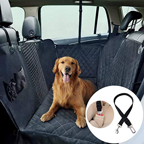 Product Cover Dog Seat Cover for Back Seat, Dog Car Seat Covers with Mesh Window,Extra Durable Zippered Side Flap, Scratch Proof Nonslip Waterproof Pet Seat Cover Dog Car Hammock, Dog Backseat Cover for Trucks SUV