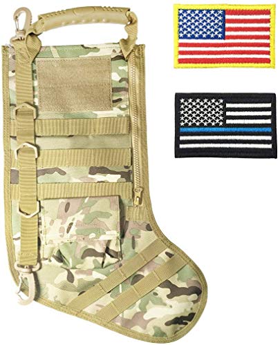 Product Cover SPEED TRACK Tactical Christmas Xmas Stocking W/Handle, Perfect Mantel Decoration, Gift for Veterans Military Patriotic and Outdoorsy People (CP Camouflage)