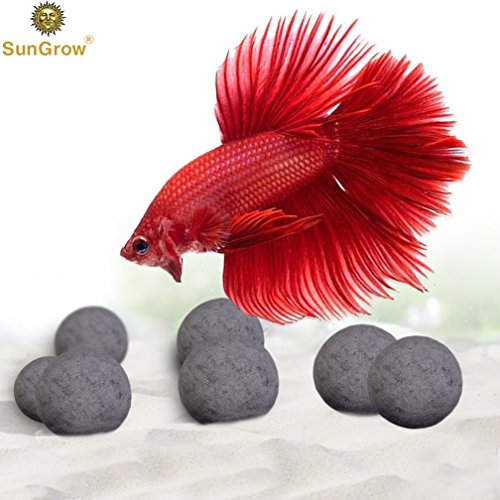 Product Cover SunGrow 10 Betta Mineral Balls - Calcium-Rich Tourmaline Balls for Perfect Nutrient Balance - with Over 30 Beneficial Minerals for Active Fish - Natural Décor for Fish Tank - Beauty with a Purpose