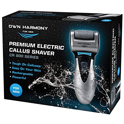 Product Cover Electric Foot Callus Remover: Rechargeable Pedicure Tools for Men by Own Harmony -3 Rollers (Powerful) Best Professional Spa Electronic Micro Pedi Feet File Care Perfect for Hard Cracked Skin