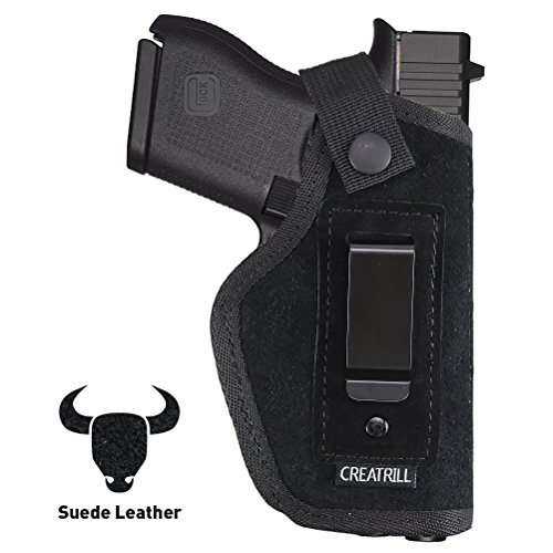 Product Cover Creatrill Suede Leather Inside The Waistband Holster | Fits M&P Shield 9mm, .40, .45 Auto / GLOCK 26 27 29 30 33 42 43 / Ruger LC9 / Springfield XD & Similar Pistols | Gun Concealed Carry IWB Holster