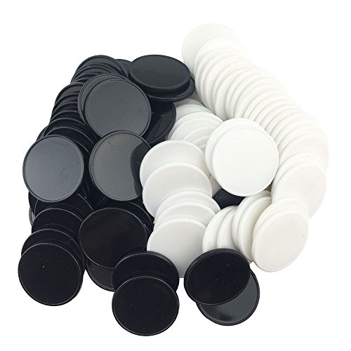 Product Cover SmartDealsPro Set of 100 1 Inch Opaque Plastic Learning Counters Mini Poker Chips Game Tokens with Storage Box (2 Colors-Black&White)