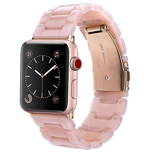 Product Cover V-MORO Resin Band Compatible with Apple Watch Band 38mm 40mm Series 5/4/3/2/1 Women Men with Stainless Steel Buckle, iWatch Replacement Wristband Strap (Pink-Tone, 38mm)