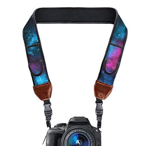 Product Cover USA GEAR TrueSHOT Camera Strap with Galaxy Neoprene Pattern , Accessory Pockets and Quick Release Buckles - Compatible With Canon , Fujifilm , Nikon , Sony and More DSLR , Mirrorless , Cameras