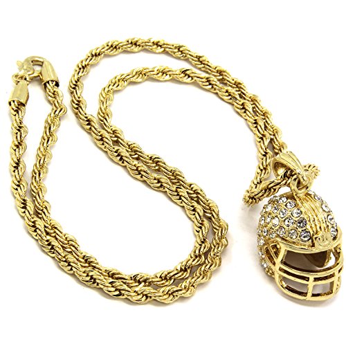 Product Cover Jewel Town Mens Gold Plated Hip-Hop Football Helmet Pendant 24