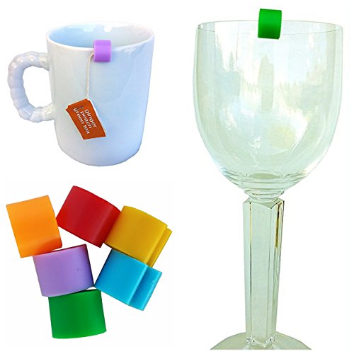Product Cover Cup Markers by CUPmarker (Set of 6 Snap-on Drink Tags/Charms/Glass Marker to Label Tumblers, Wine Glasses, Tea Cups & More)