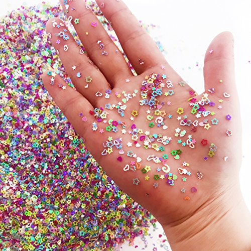 Product Cover Amersumer 7.2oz/200g Multicolor Manicure Glitter Confetti,Mixed Shapes Size 2-4mm For Party Decoration,DIY Crafts,Premium Nail Art Etc