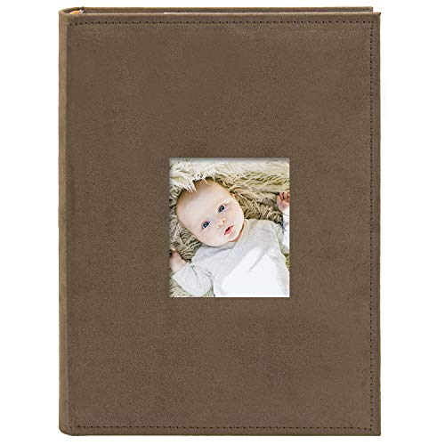 Product Cover Golden State Art, Wedding Family Baby Holiday Photo Album Christmas, Vacation, Anniversary Photography Book for 300 4x6 Pictures Pockets with Memo, 3 Per Page Large Capacity Brown Suede