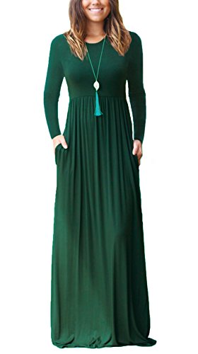 Product Cover Women's Long Sleeve Long Maxi Fall Casual Dresses Dark Green Medium