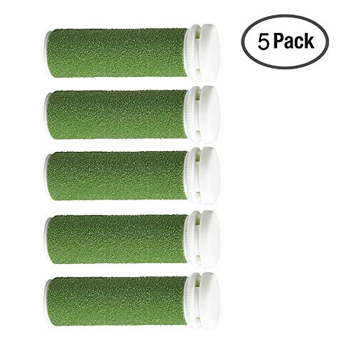 Product Cover Foot Solutions Super Coarse Micro Mineral Replacement Rollers Compatible with Emjoi Micro-Pedi Callus Remover (5 Pack Green)